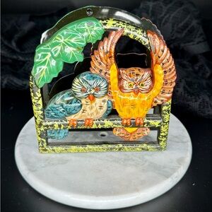 Vintage/MCM style Colorful Owl napkin/mail holder